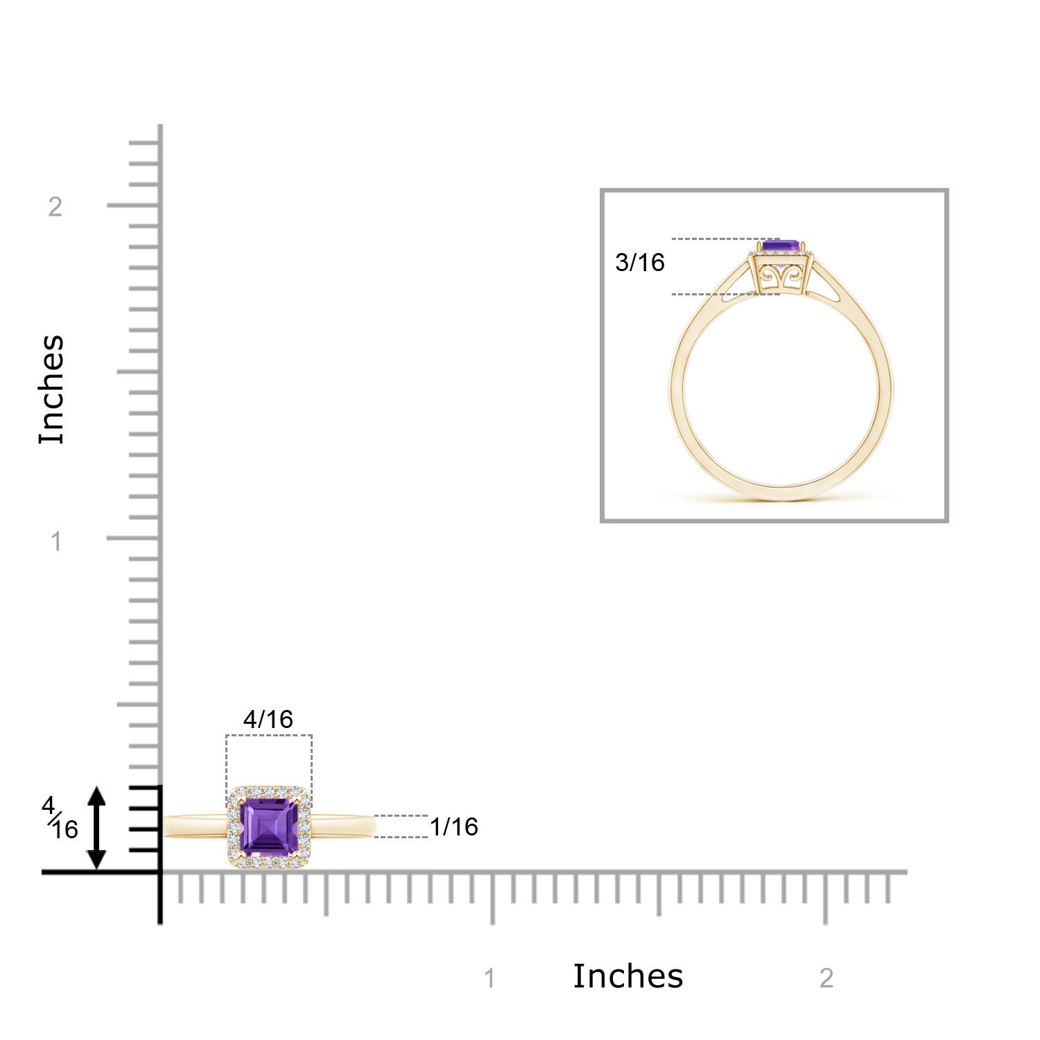 AAA - Amethyst / 0.4 CT / 14 KT Yellow Gold