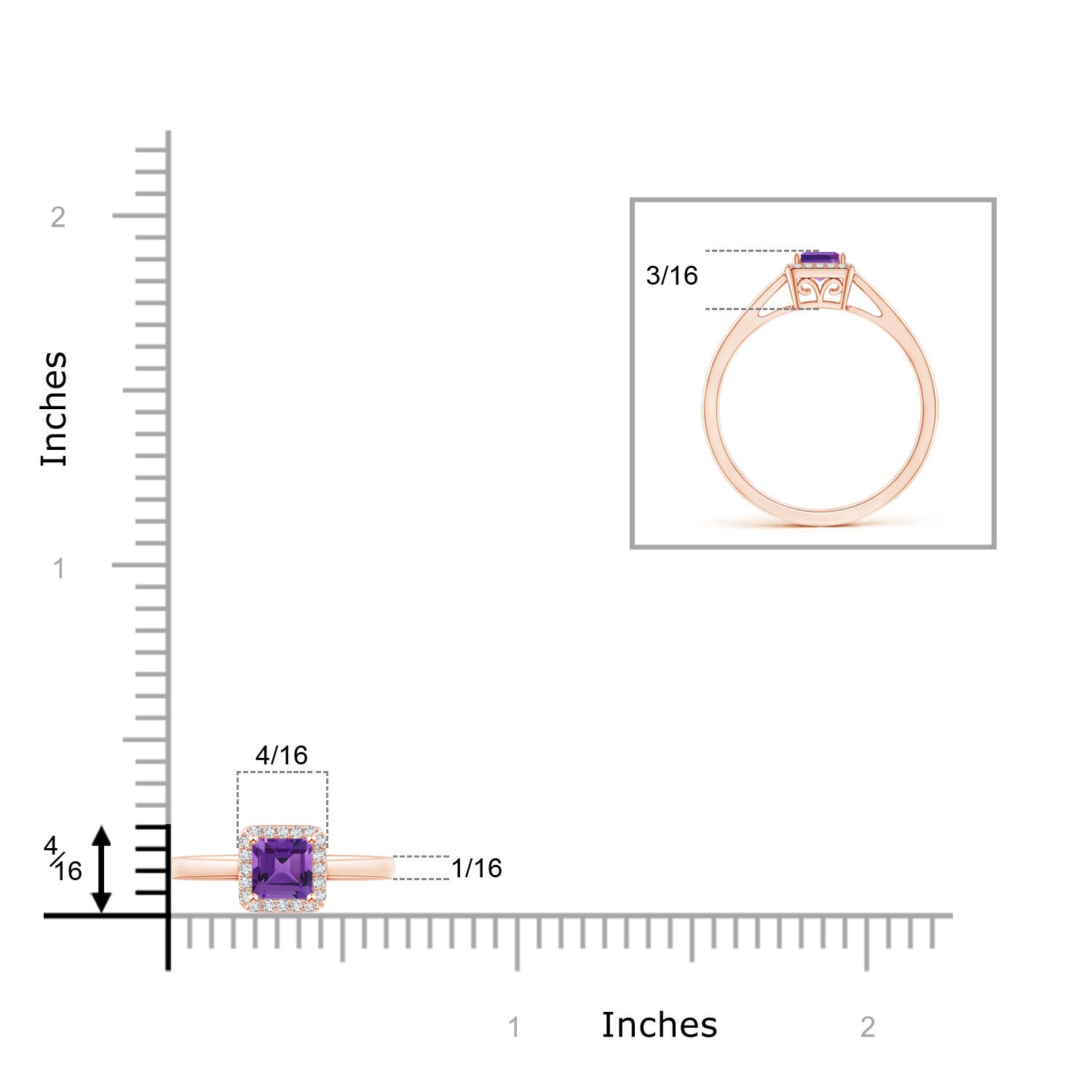 AAAA - Amethyst / 0.4 CT / 14 KT Rose Gold