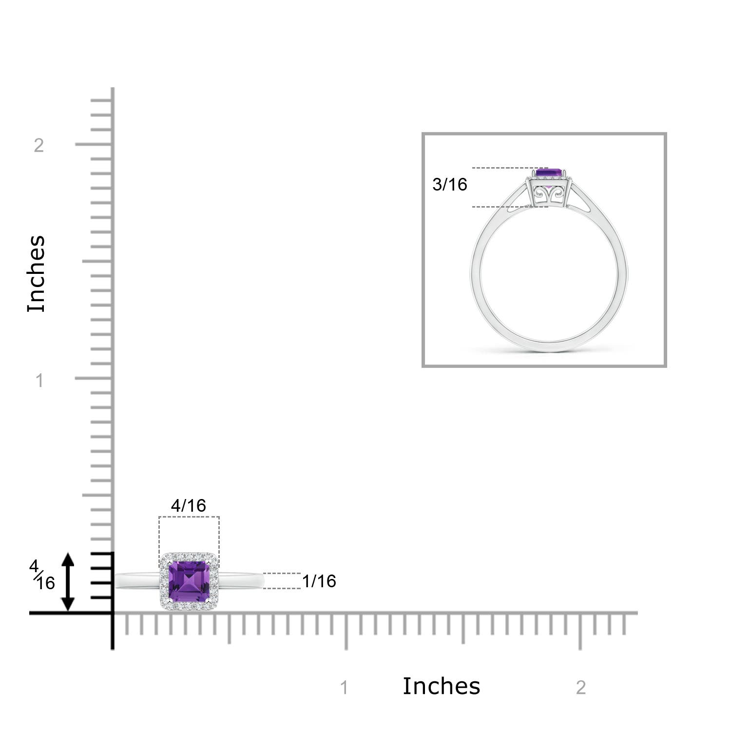 AAAA - Amethyst / 0.4 CT / 14 KT White Gold