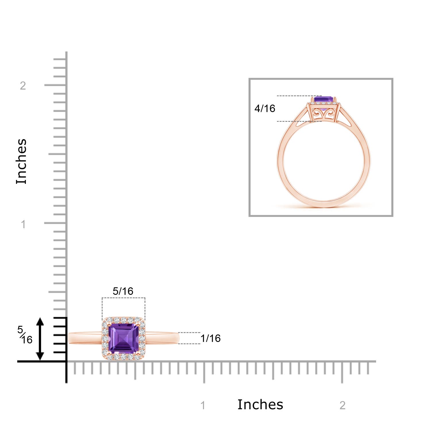 AAA - Amethyst / 0.82 CT / 14 KT Rose Gold