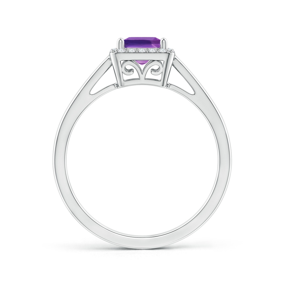 5mm AAAA Classic Square Amethyst Halo Ring in White Gold product image