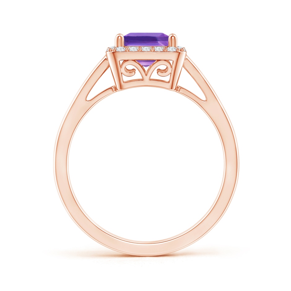 6mm AAA Classic Square Amethyst Halo Ring in Rose Gold Product Image