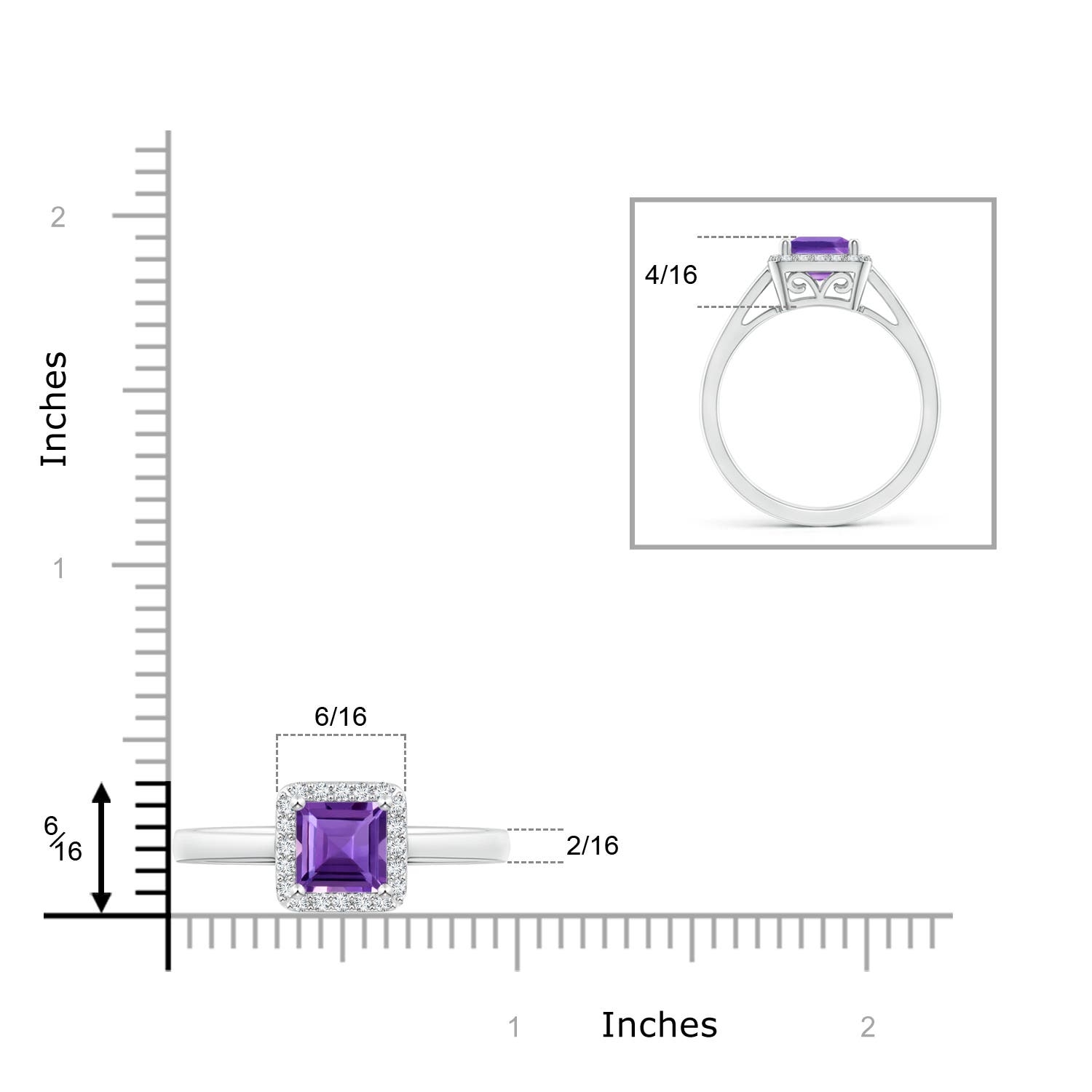 AAA - Amethyst / 1.2 CT / 14 KT White Gold