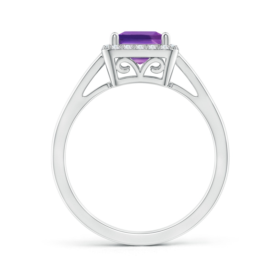 6mm AAAA Classic Square Amethyst Halo Ring in P950 Platinum product image