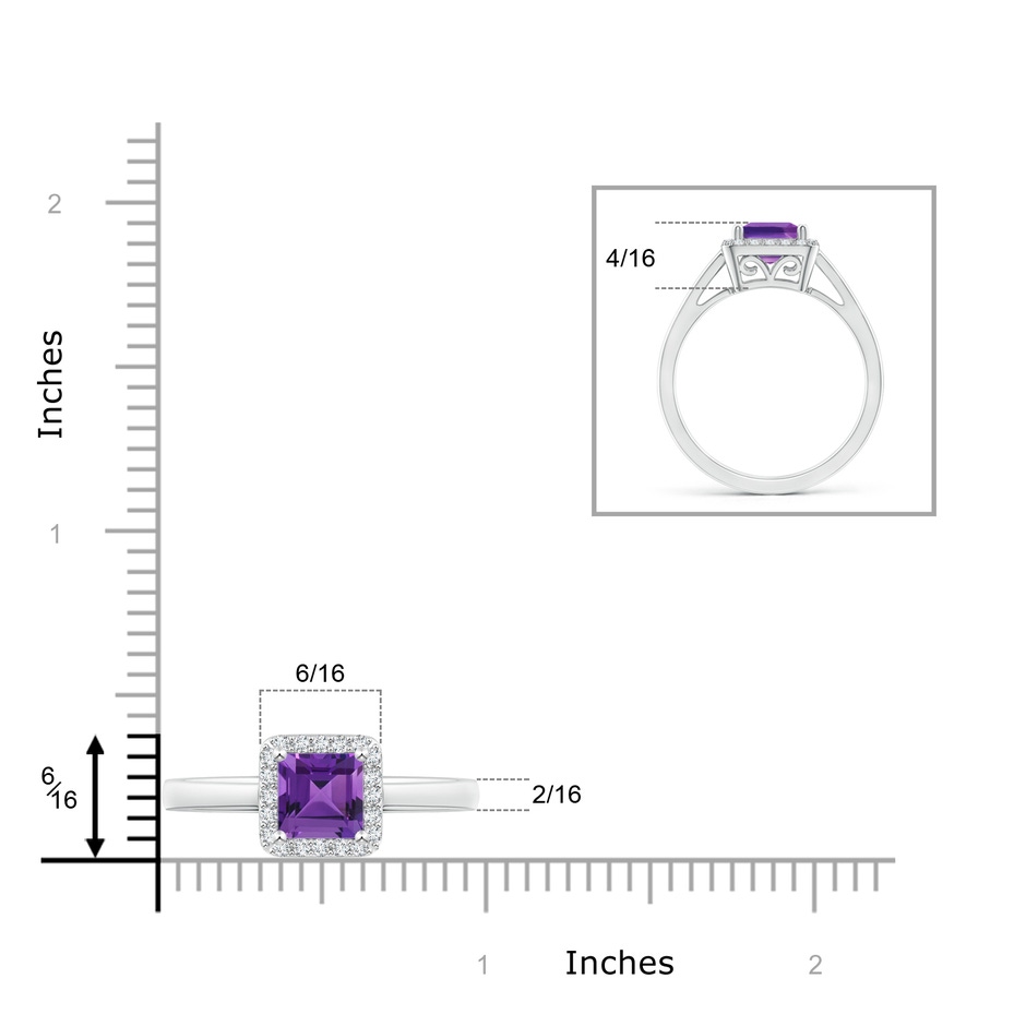 6mm AAAA Classic Square Amethyst Halo Ring in P950 Platinum product image