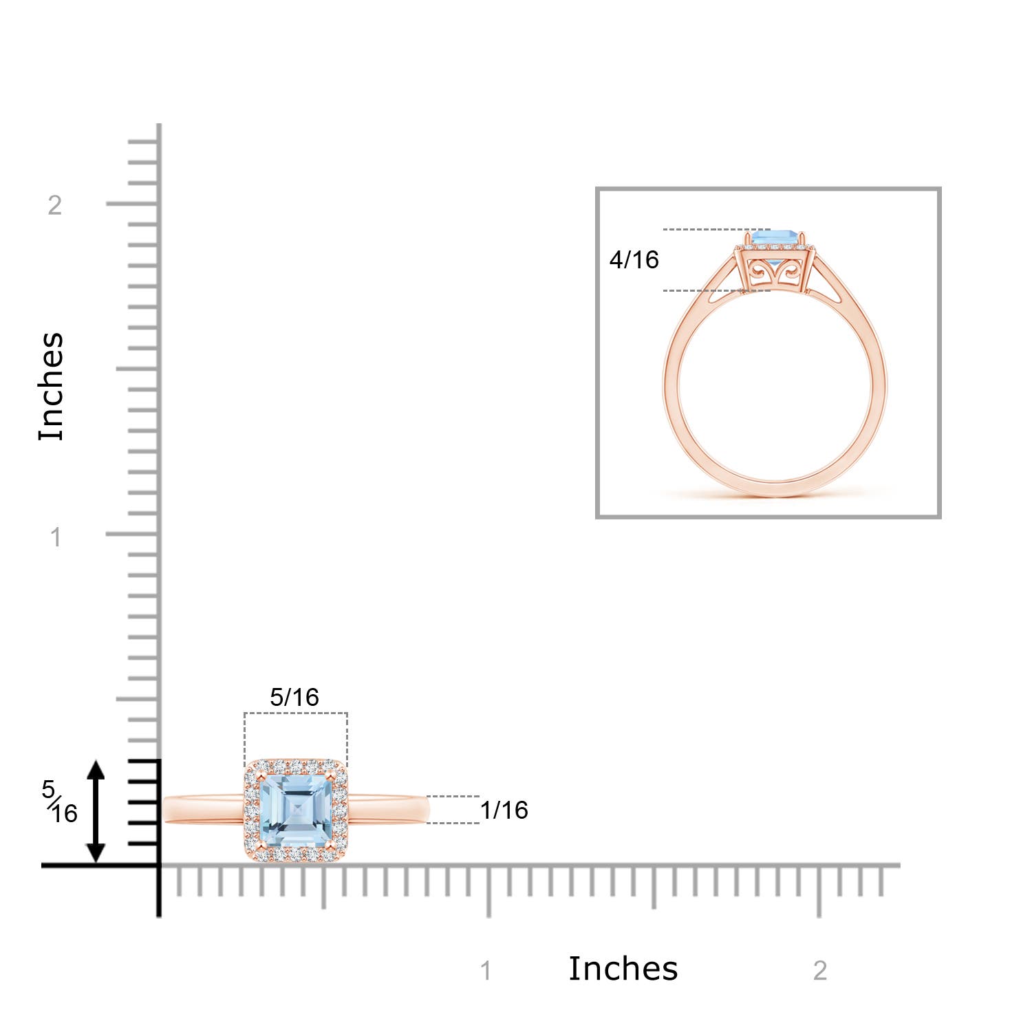 AAA - Aquamarine / 0.67 CT / 14 KT Rose Gold