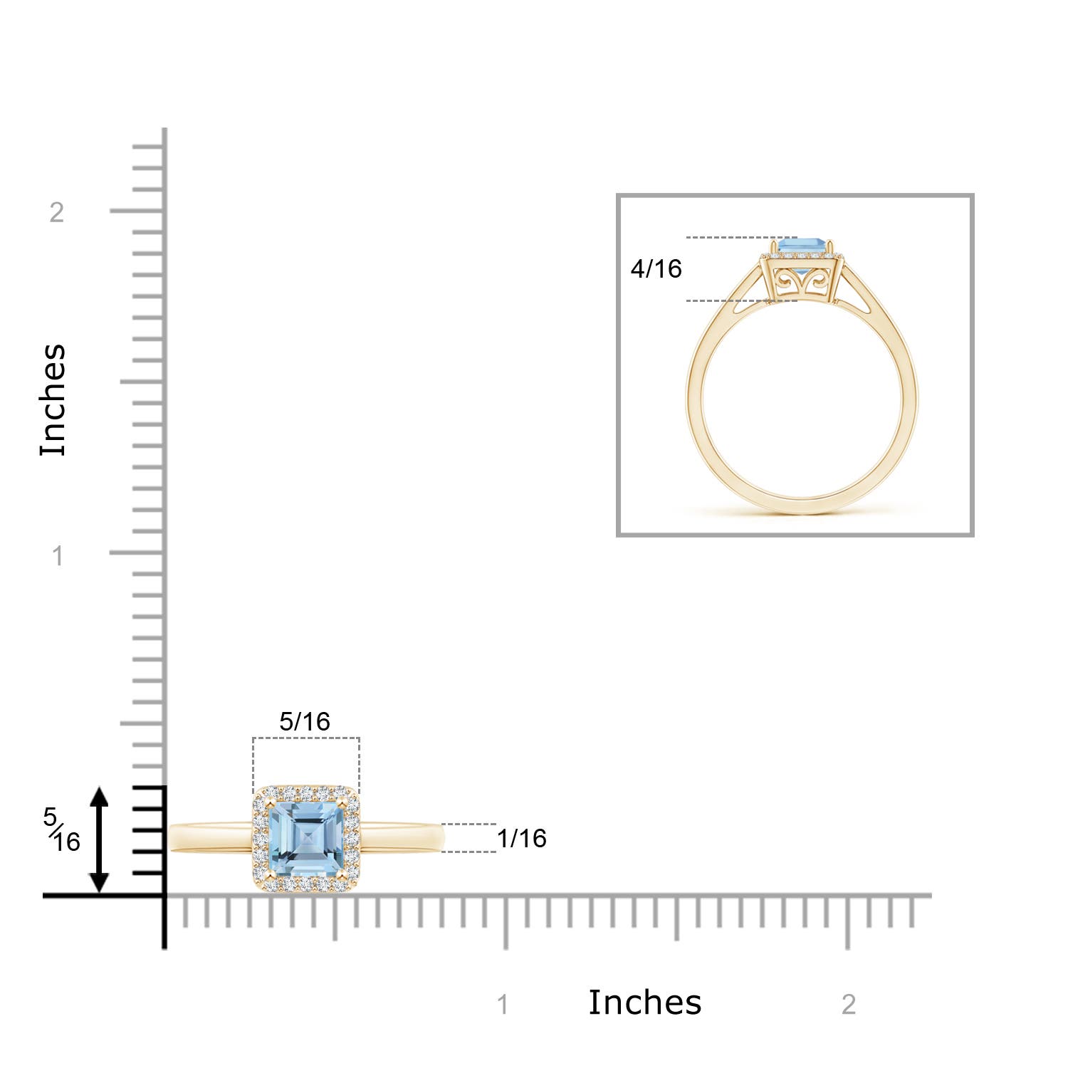 AAAA - Aquamarine / 0.67 CT / 14 KT Yellow Gold