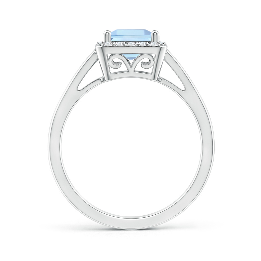 6mm AAA Classic Square Aquamarine Halo Ring in White Gold Side-1