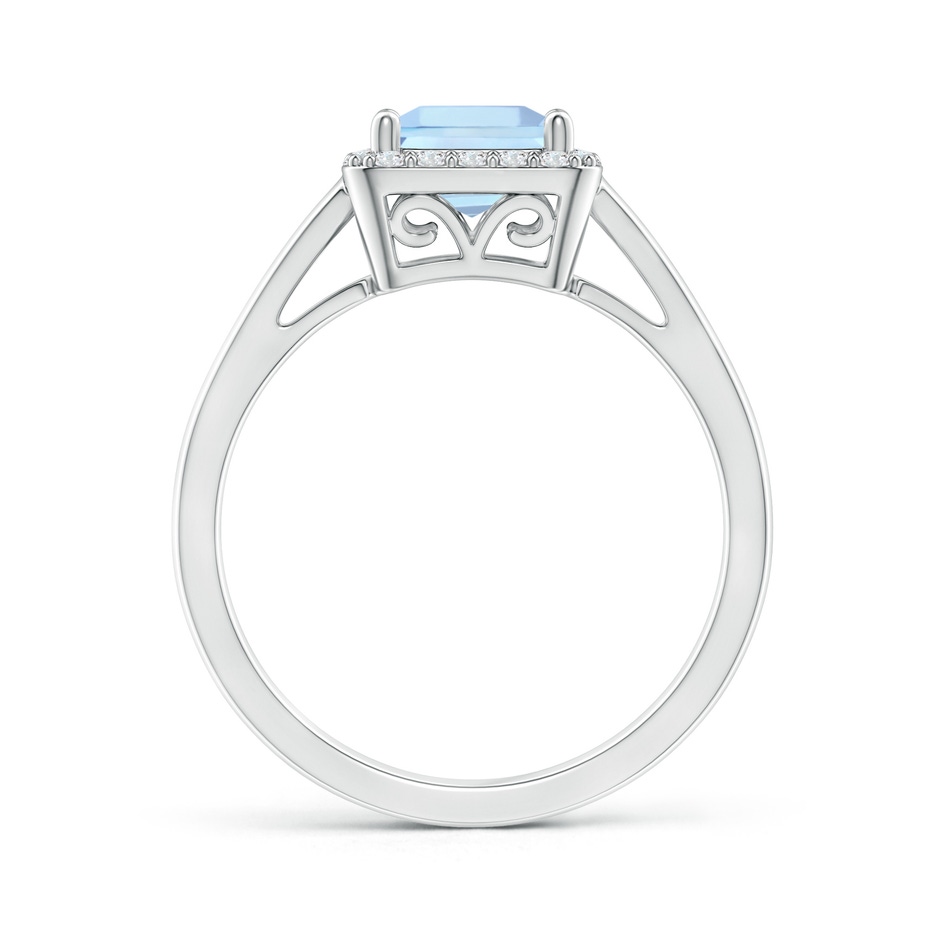 6mm AAA Classic Square Aquamarine Halo Ring in White Gold side-1