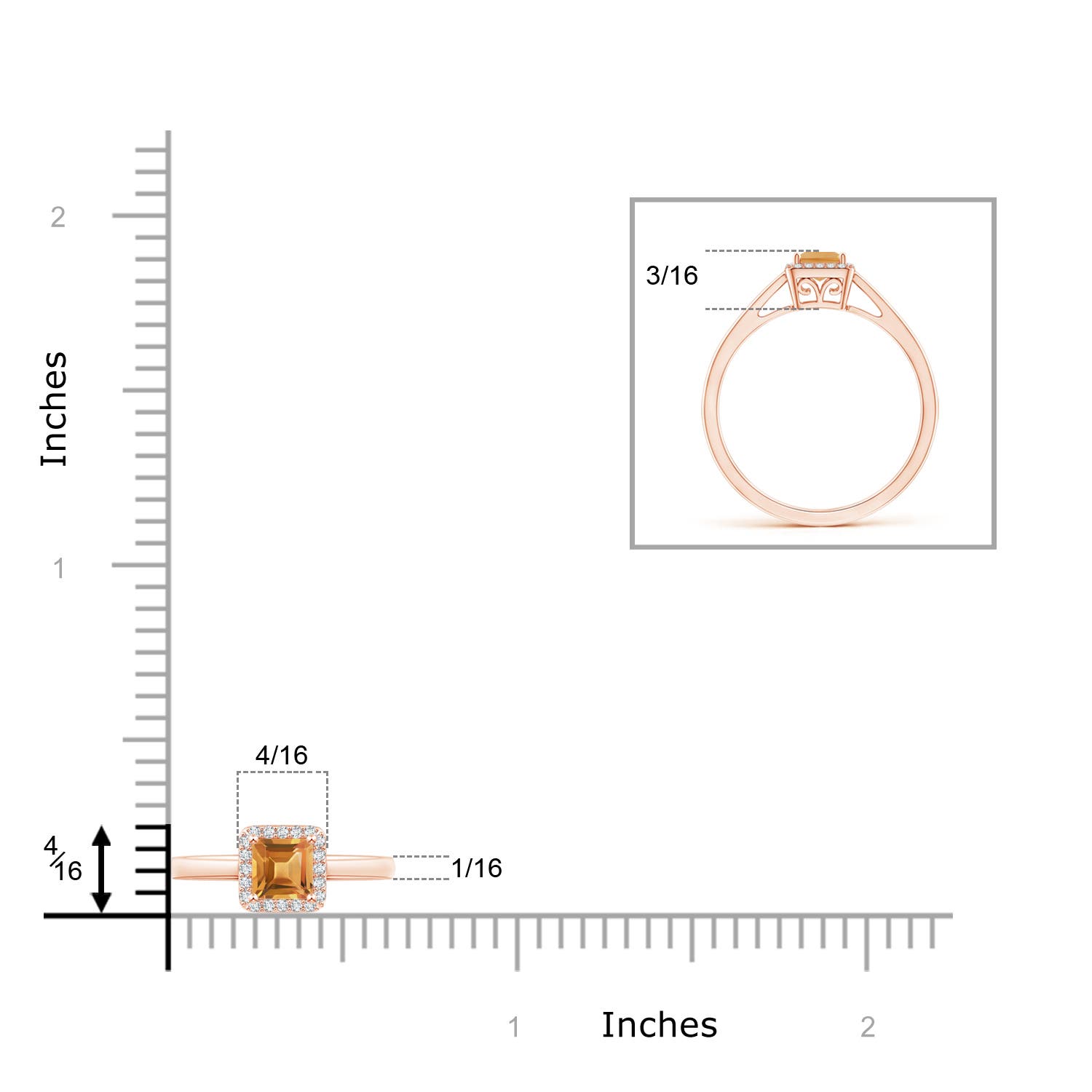 A - Citrine / 0.36 CT / 14 KT Rose Gold