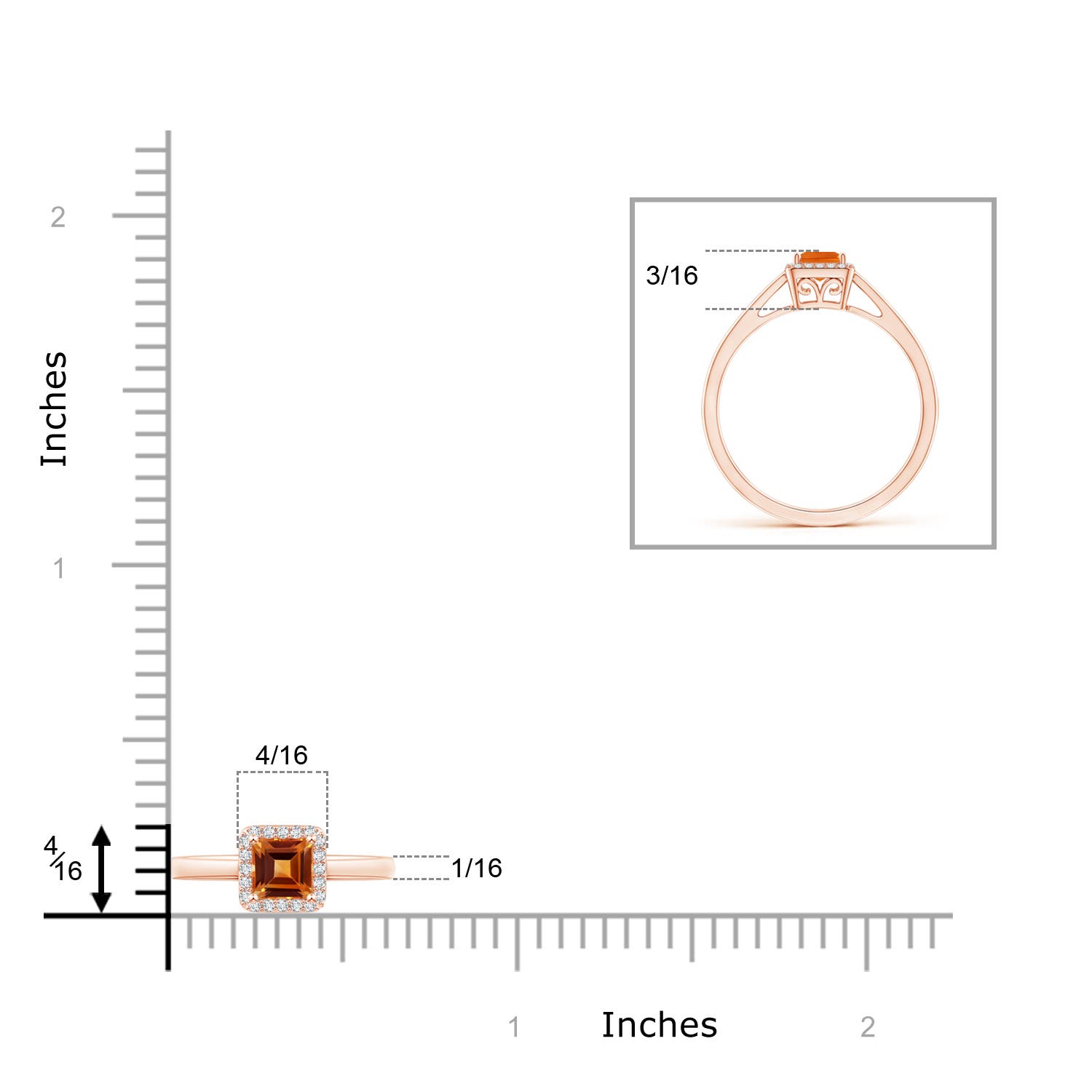 AAAA - Citrine / 0.36 CT / 14 KT Rose Gold