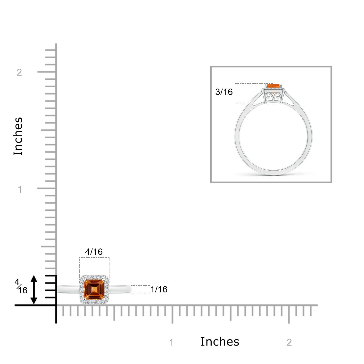 AAAA - Citrine / 0.36 CT / 14 KT White Gold