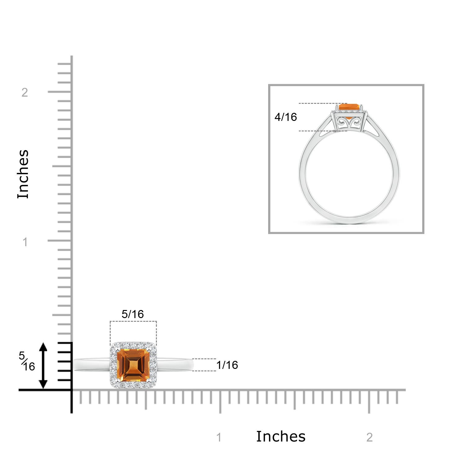 AAA - Citrine / 0.72 CT / 14 KT White Gold