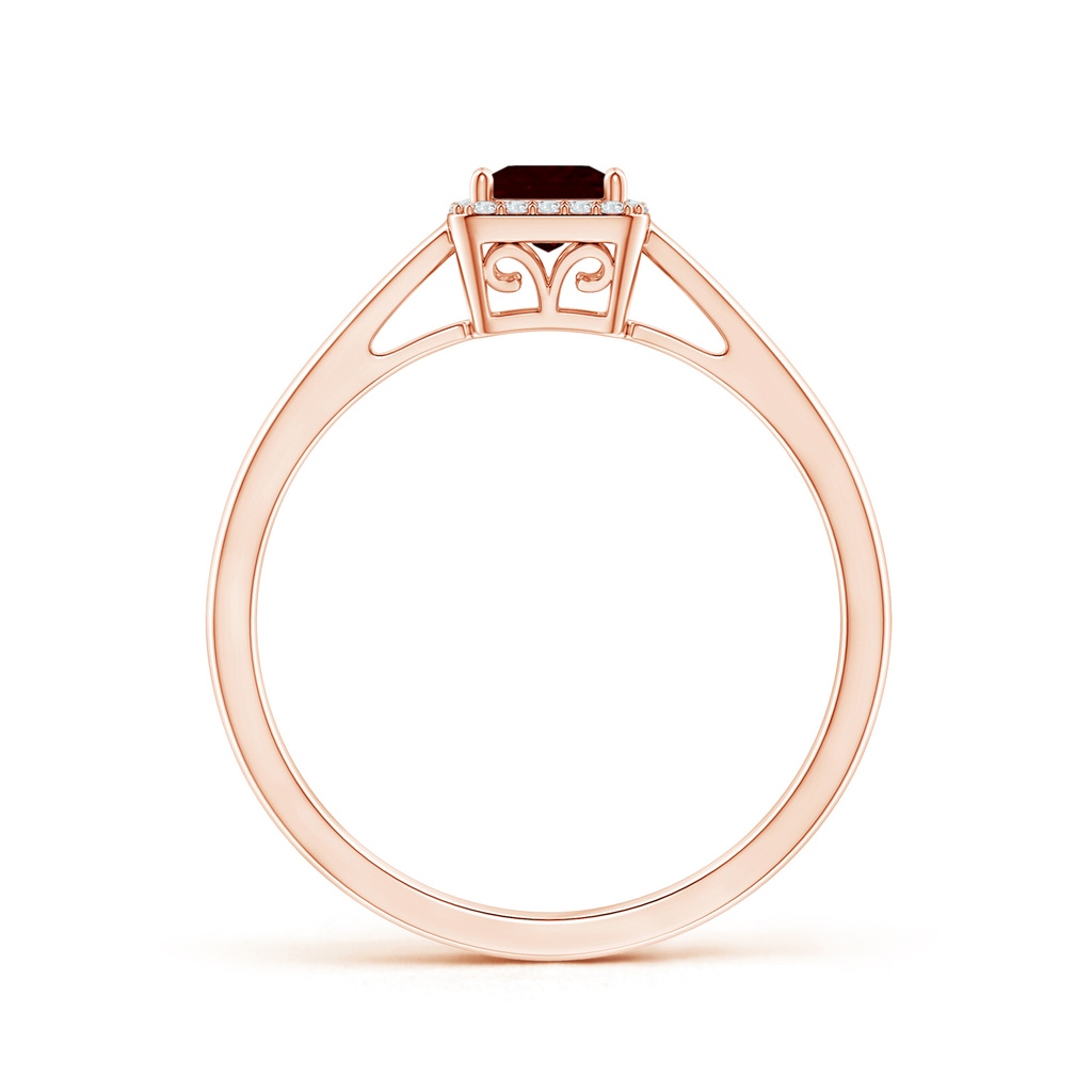 4mm A Classic Square Garnet Halo Ring in Rose Gold - side 199