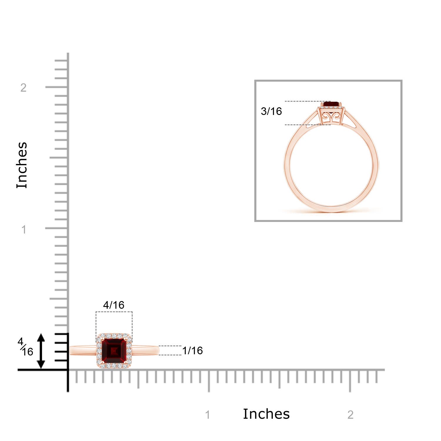 AAA - Garnet / 0.41 CT / 14 KT Rose Gold