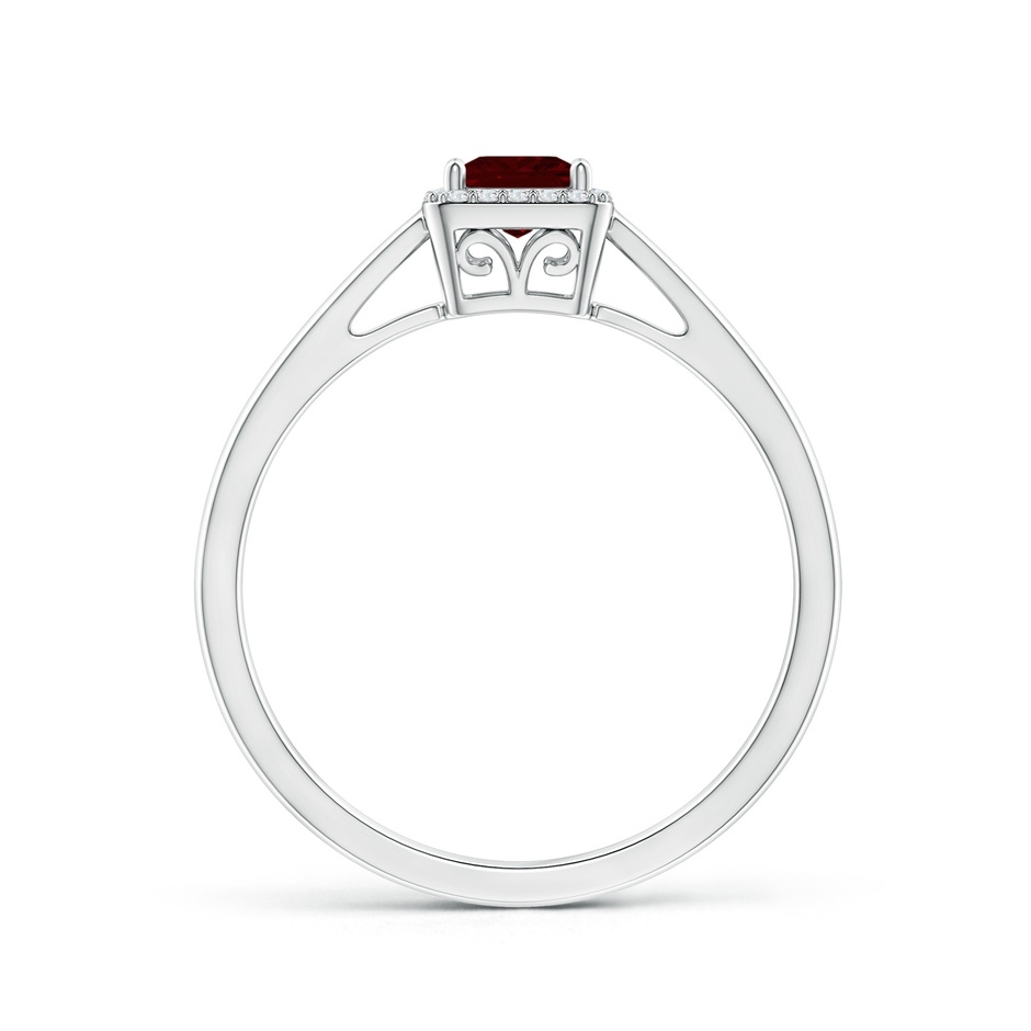 4mm AAA Classic Square Garnet Halo Ring in White Gold side-1