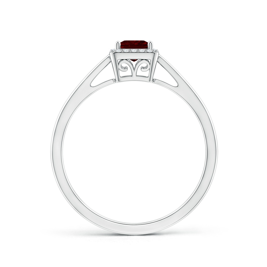 4mm AAAA Classic Square Garnet Halo Ring in P950 Platinum - side 199