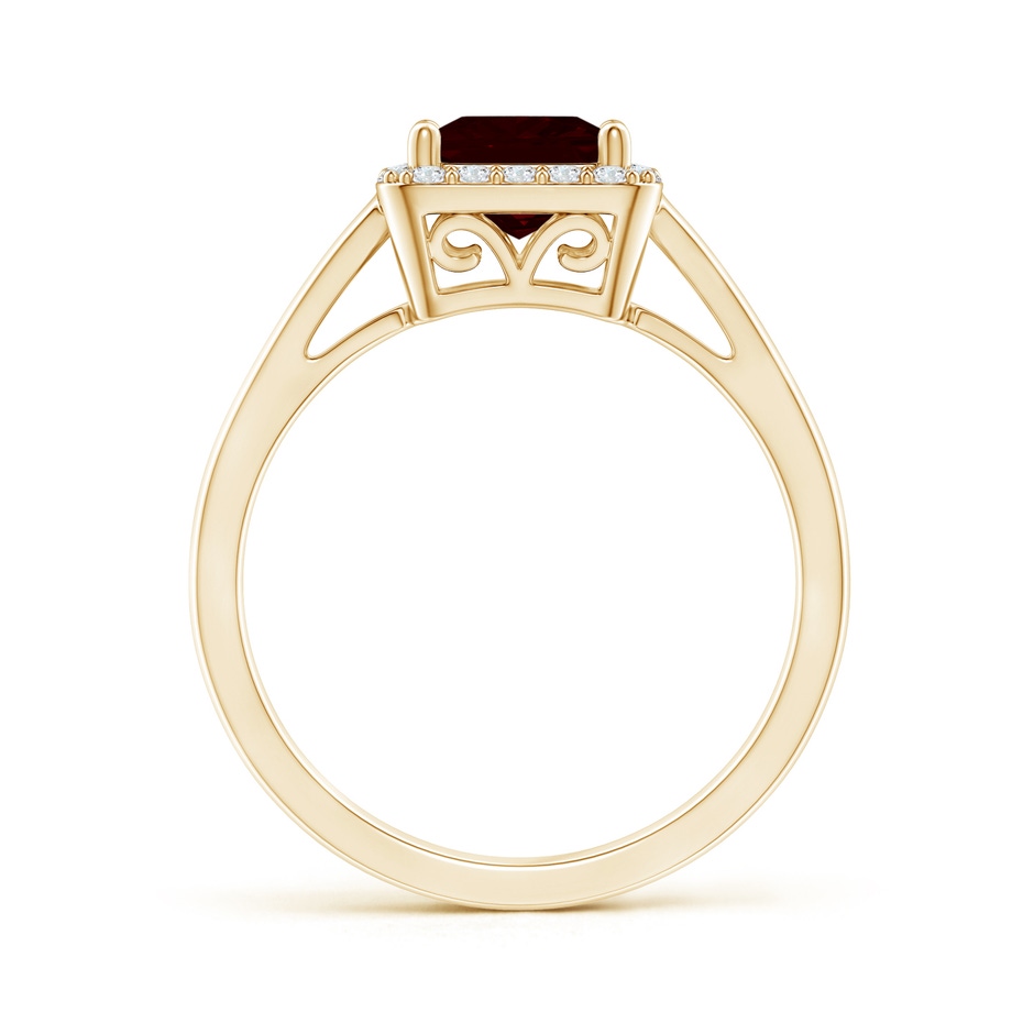 6mm A Classic Square Garnet Halo Ring in Yellow Gold side 199