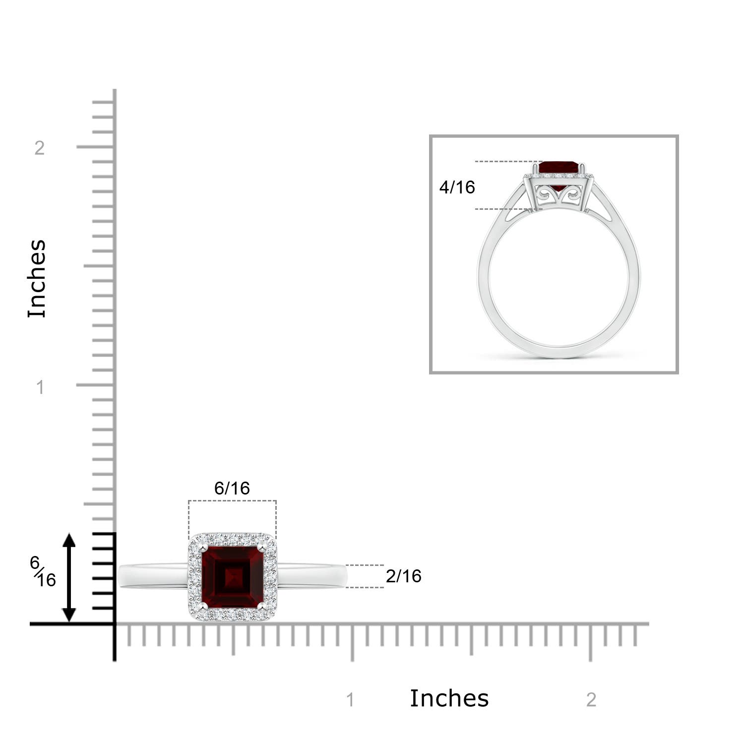 AA - Garnet / 1.6 CT / 14 KT White Gold