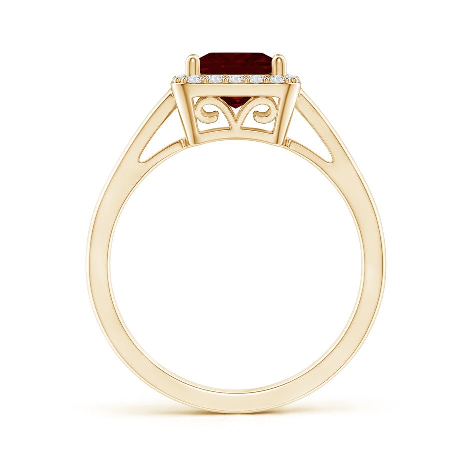 6mm AAA Classic Square Garnet Halo Ring in Yellow Gold side-1