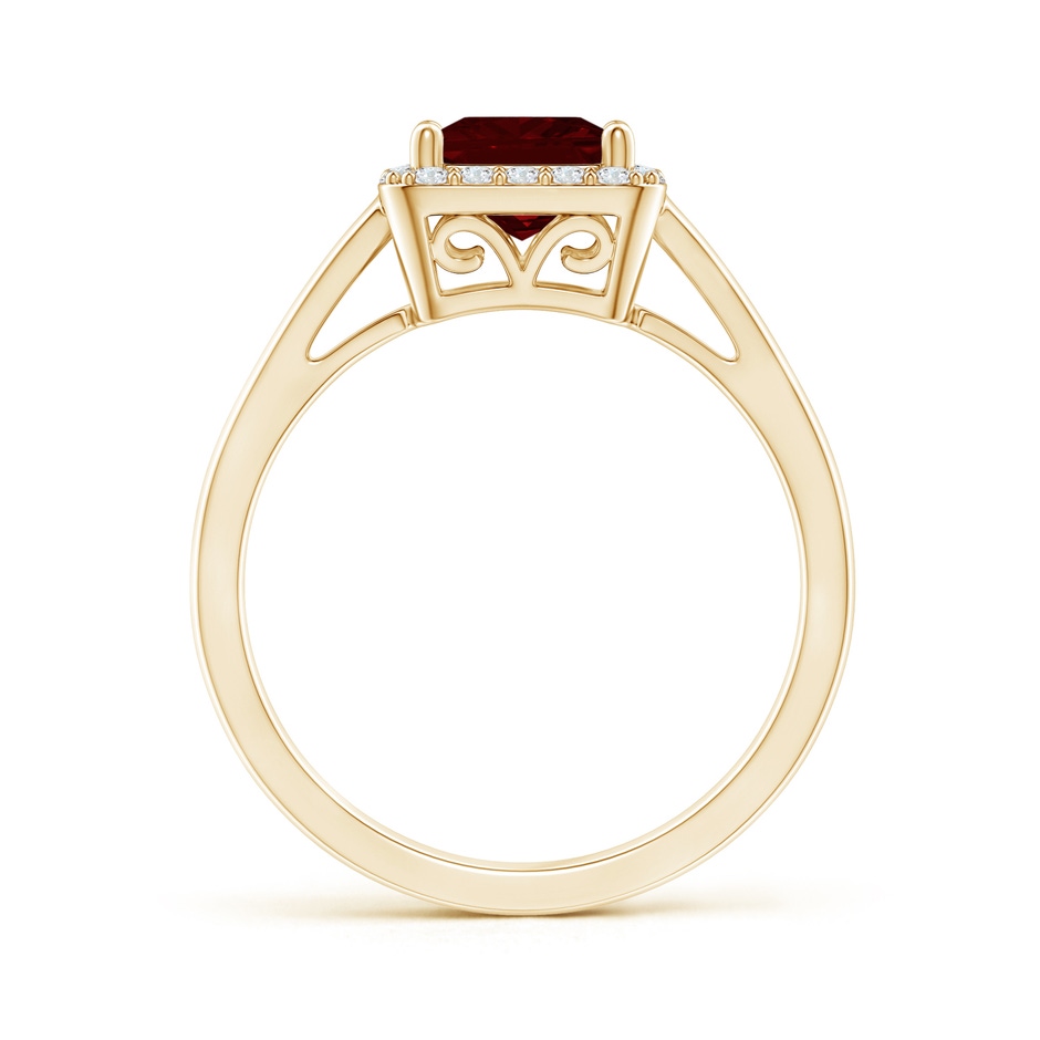 6mm AAA Classic Square Garnet Halo Ring in Yellow Gold Side-1