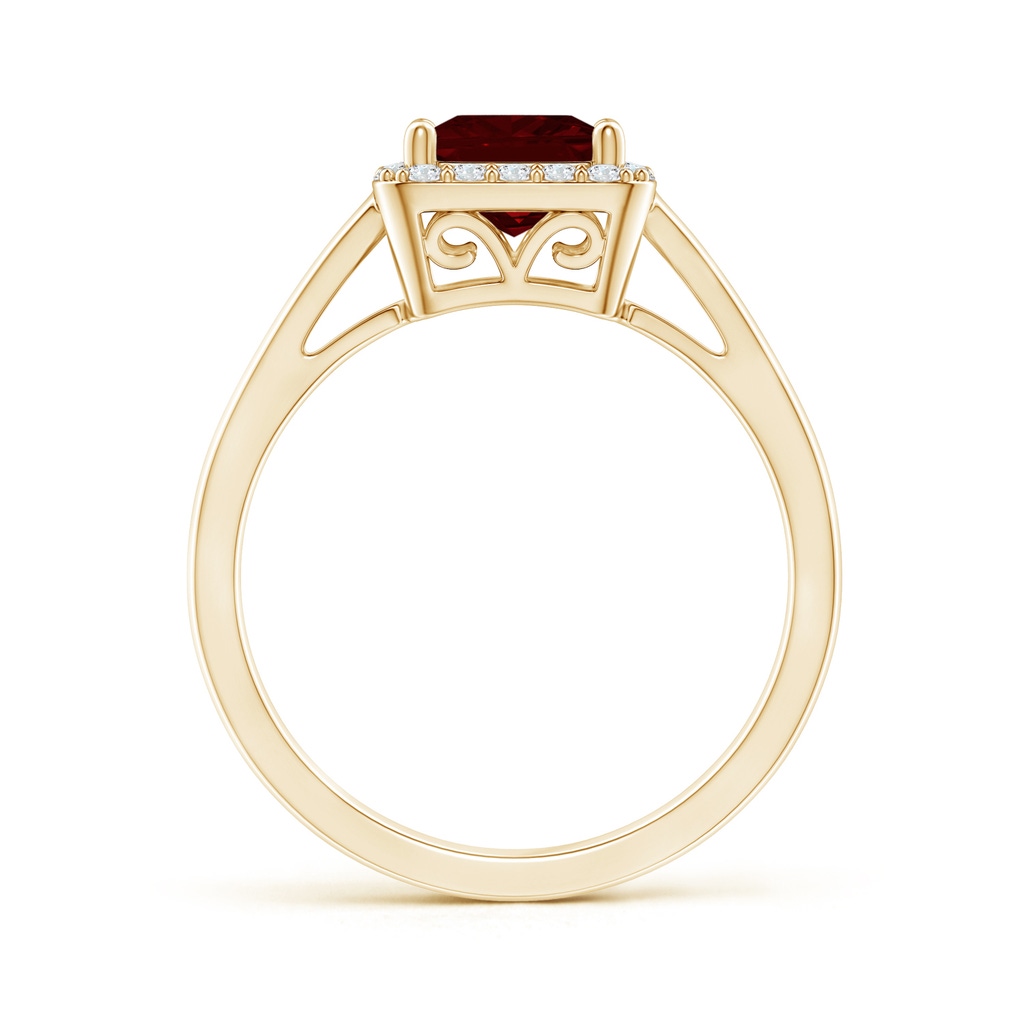 6mm AAA Classic Square Garnet Halo Ring in Yellow Gold - side 199