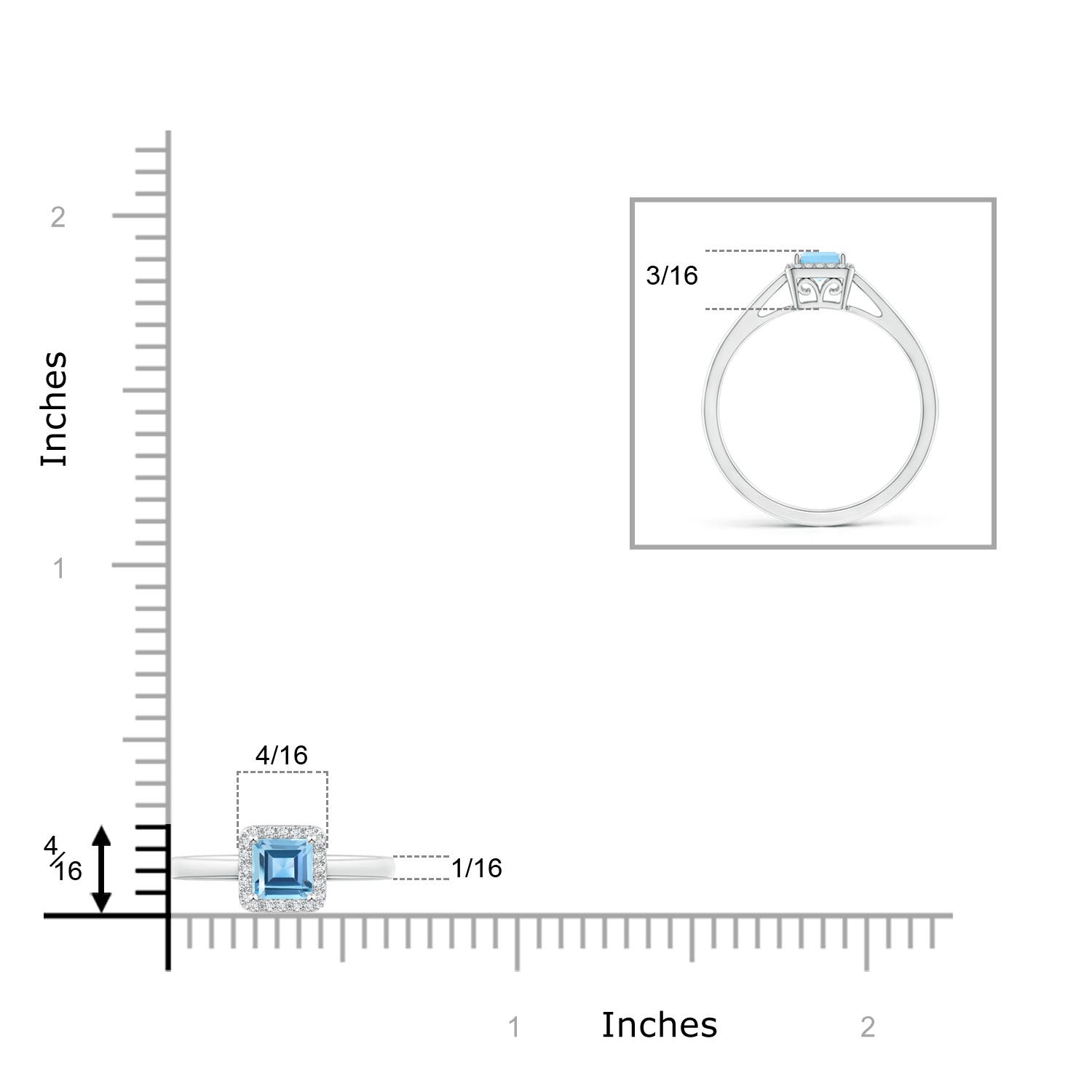 AA - Swiss Blue Topaz / 0.5 CT / 14 KT White Gold