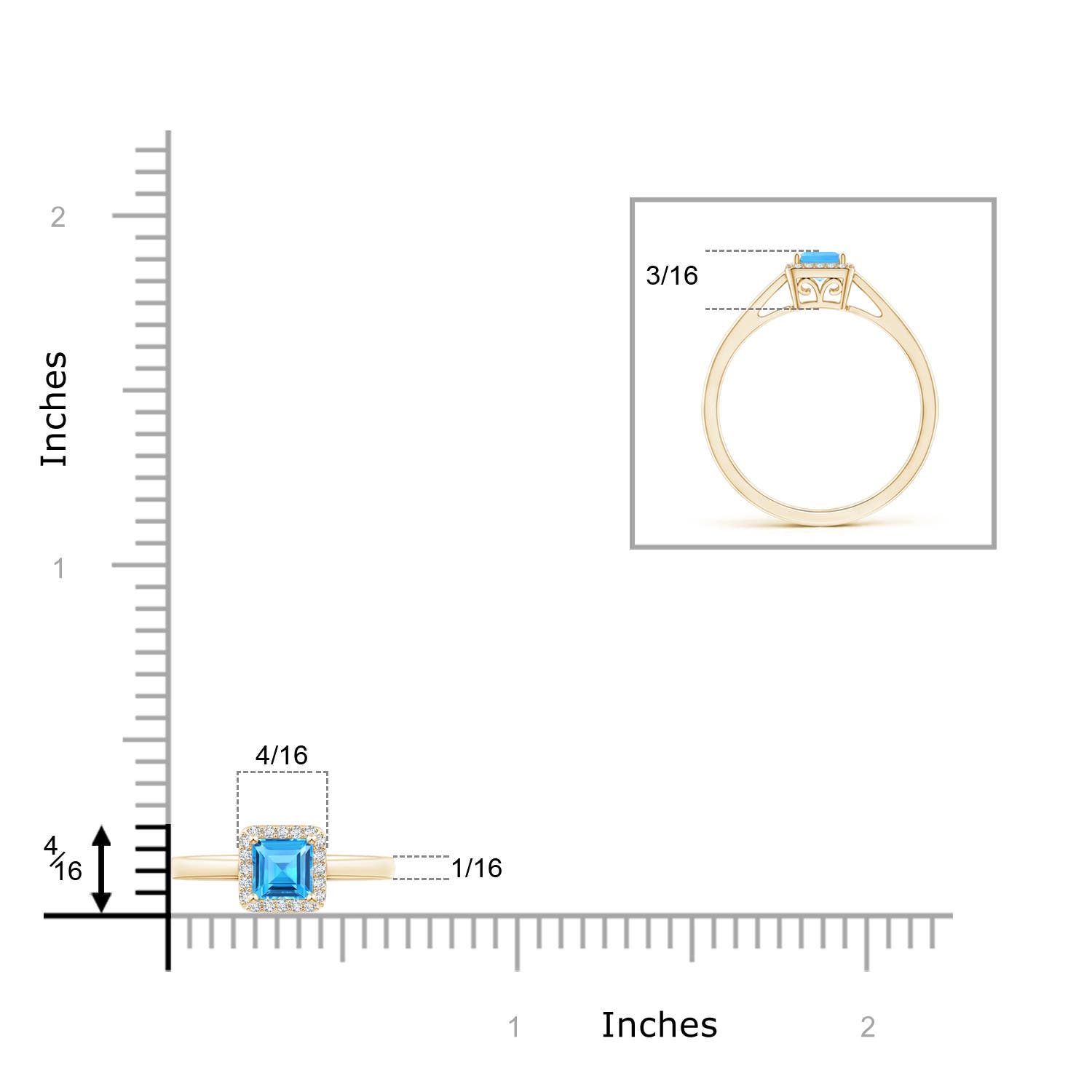 AAAA - Swiss Blue Topaz / 0.5 CT / 14 KT Yellow Gold