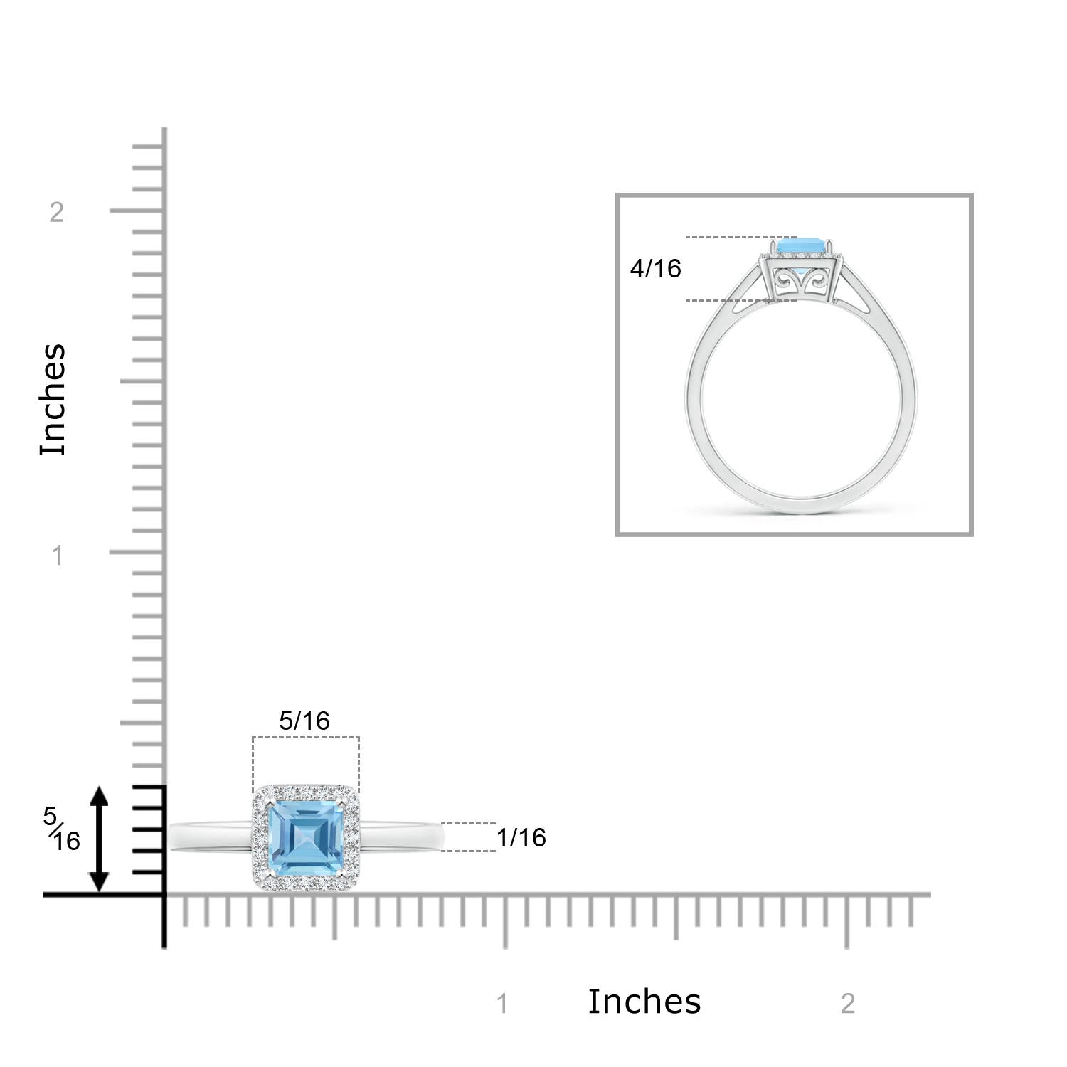 A - Swiss Blue Topaz / 0.87 CT / 14 KT White Gold