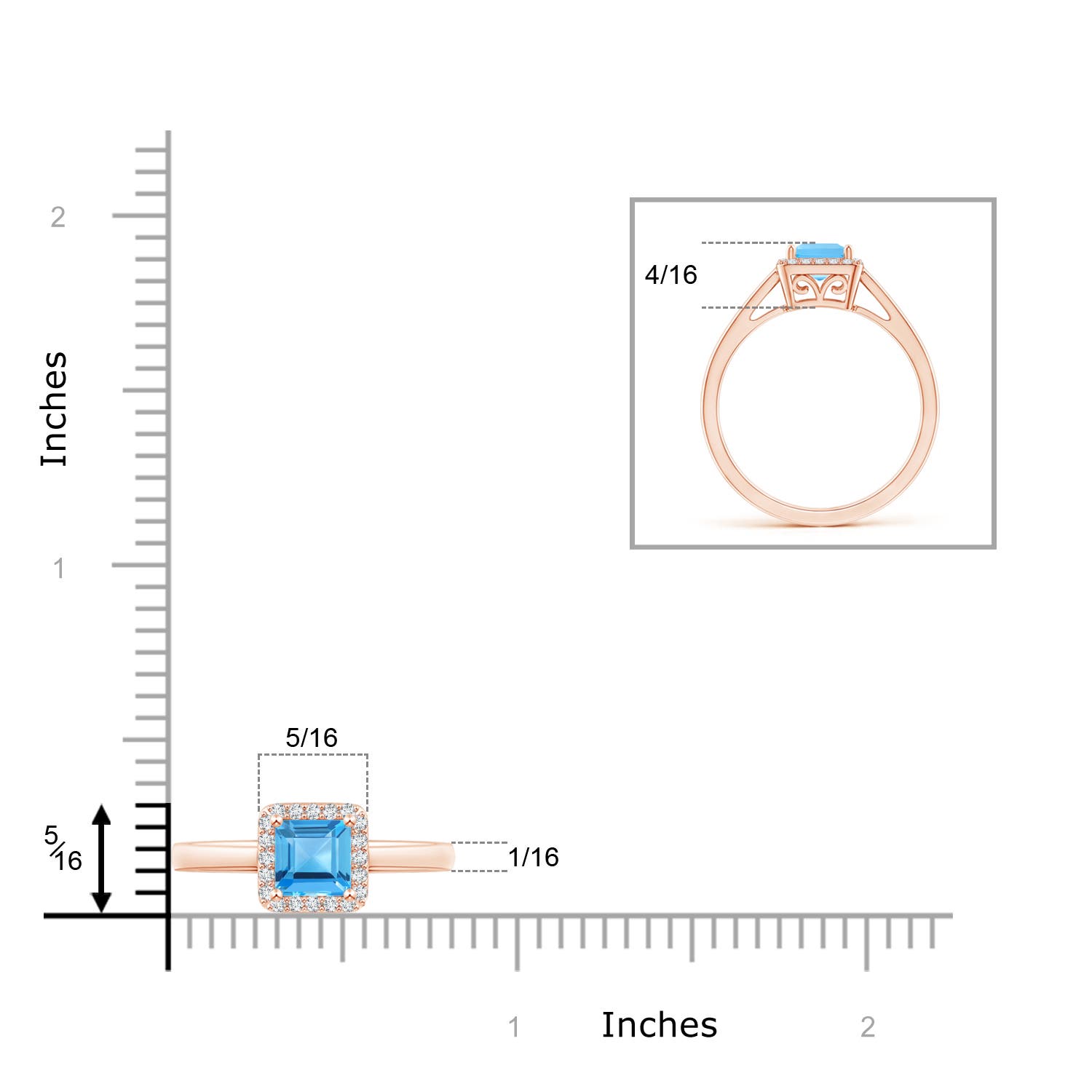 AAA - Swiss Blue Topaz / 0.87 CT / 14 KT Rose Gold