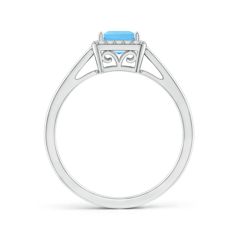 5mm AAA Classic Square Swiss Blue Topaz Halo Ring in White Gold product image