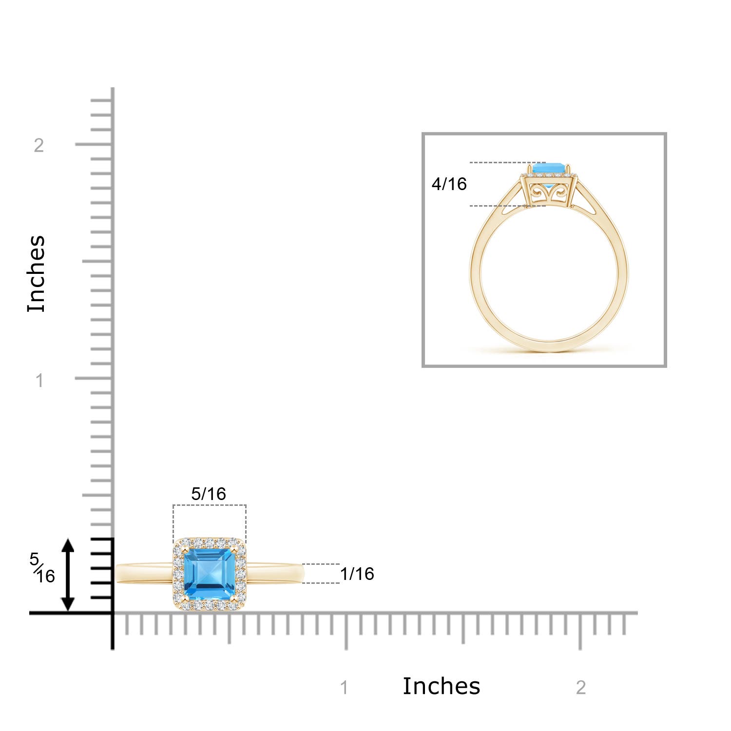 AAA - Swiss Blue Topaz / 0.87 CT / 14 KT Yellow Gold