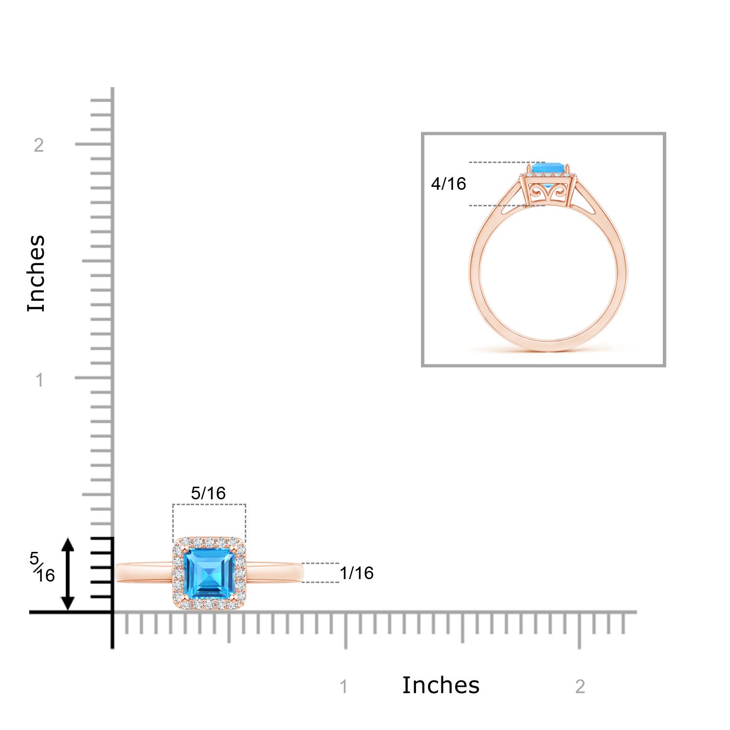 AAAA - Swiss Blue Topaz / 0.87 CT / 14 KT Rose Gold