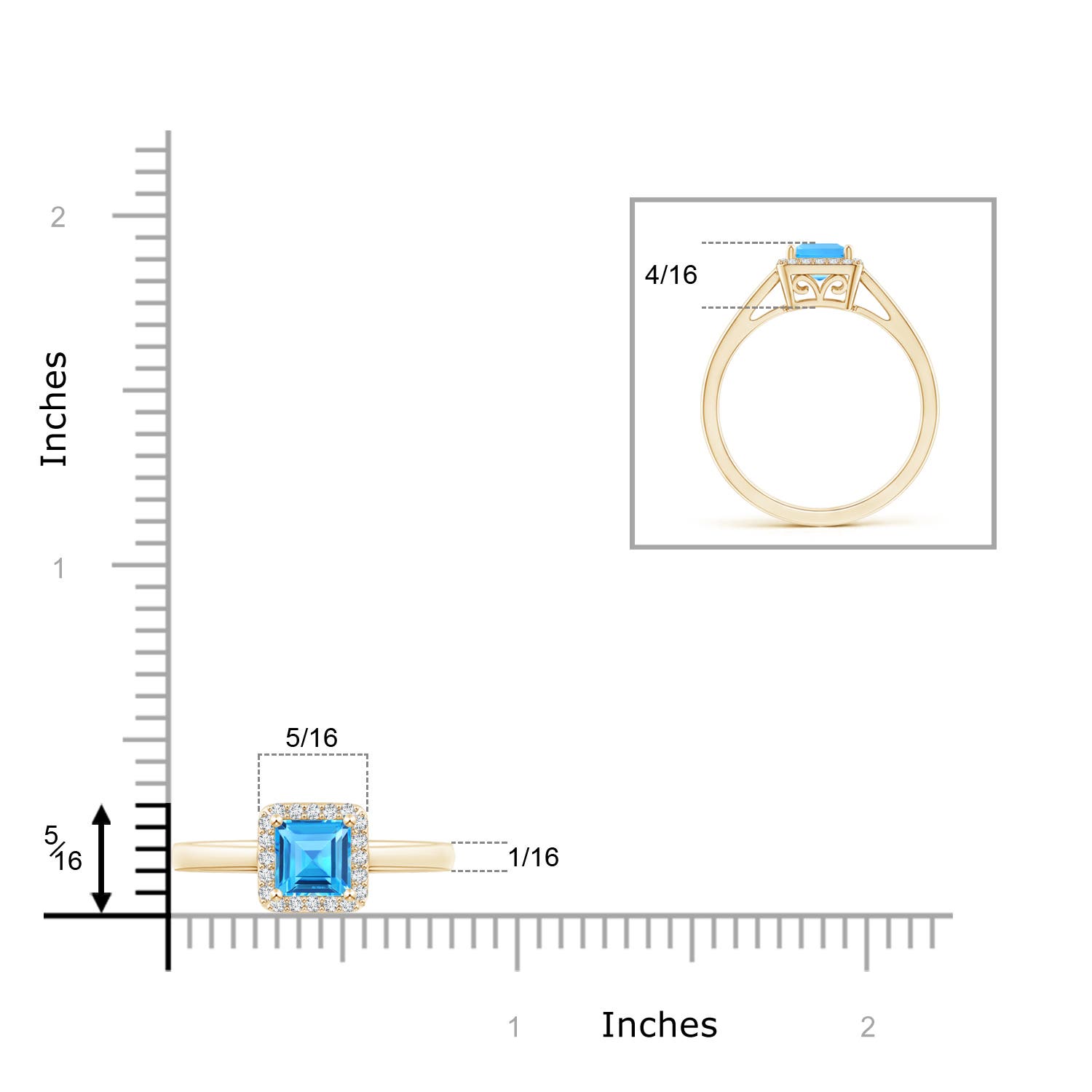 AAAA - Swiss Blue Topaz / 0.87 CT / 14 KT Yellow Gold