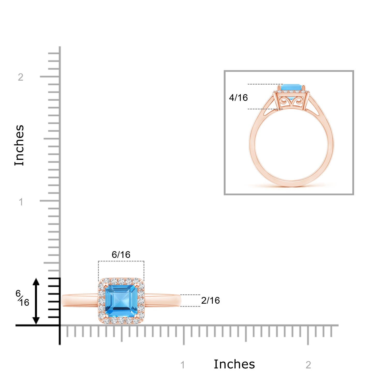 AAA - Swiss Blue Topaz / 1.55 CT / 14 KT Rose Gold