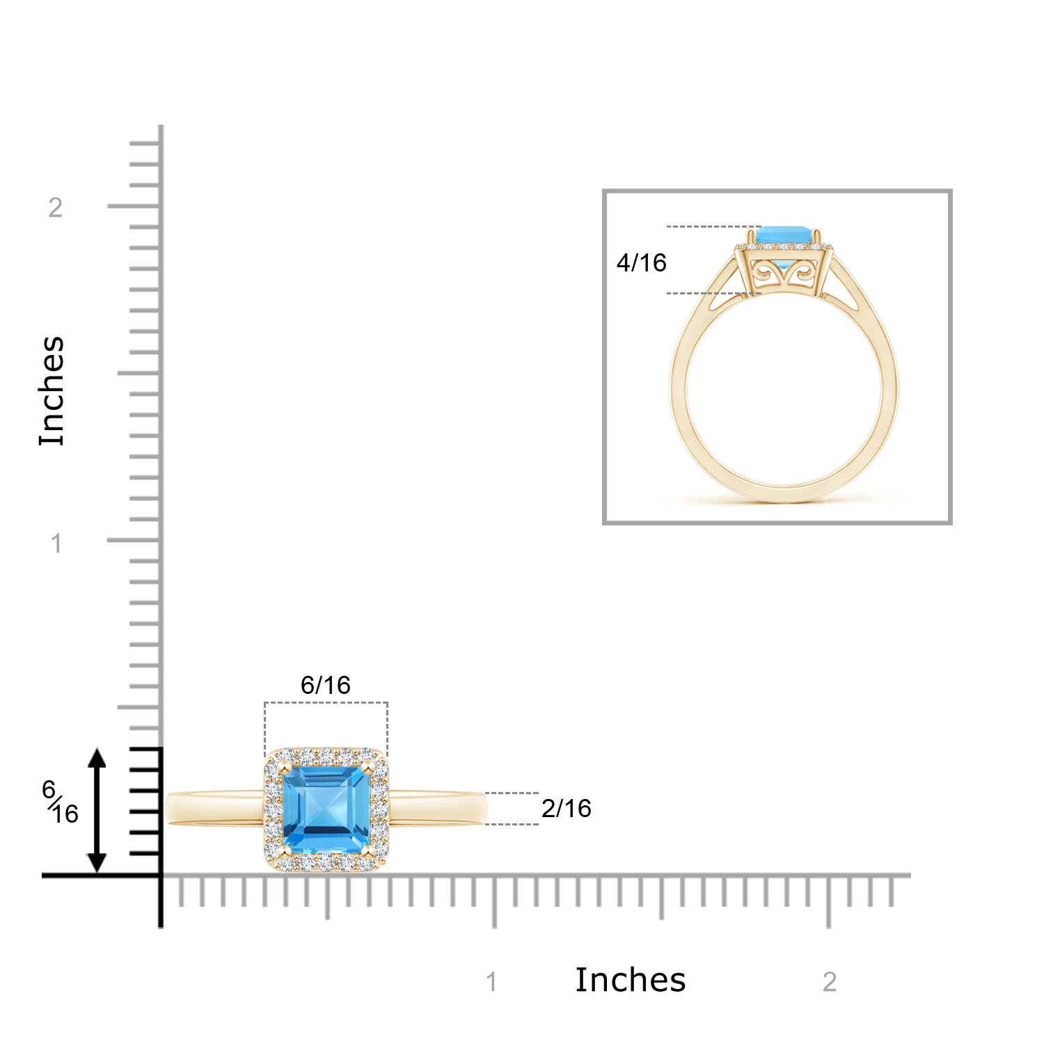 AAA - Swiss Blue Topaz / 1.55 CT / 14 KT Yellow Gold