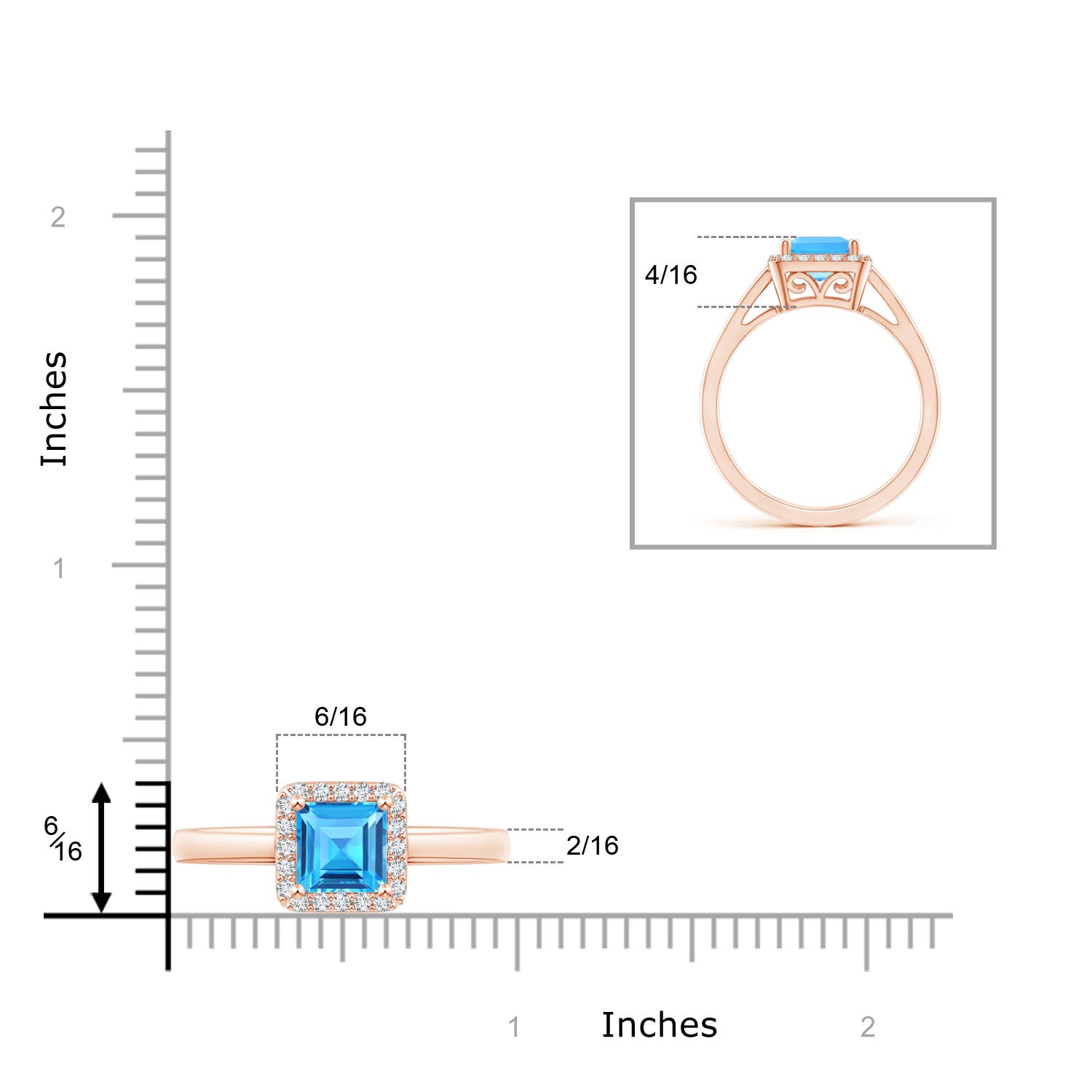 AAAA - Swiss Blue Topaz / 1.55 CT / 14 KT Rose Gold