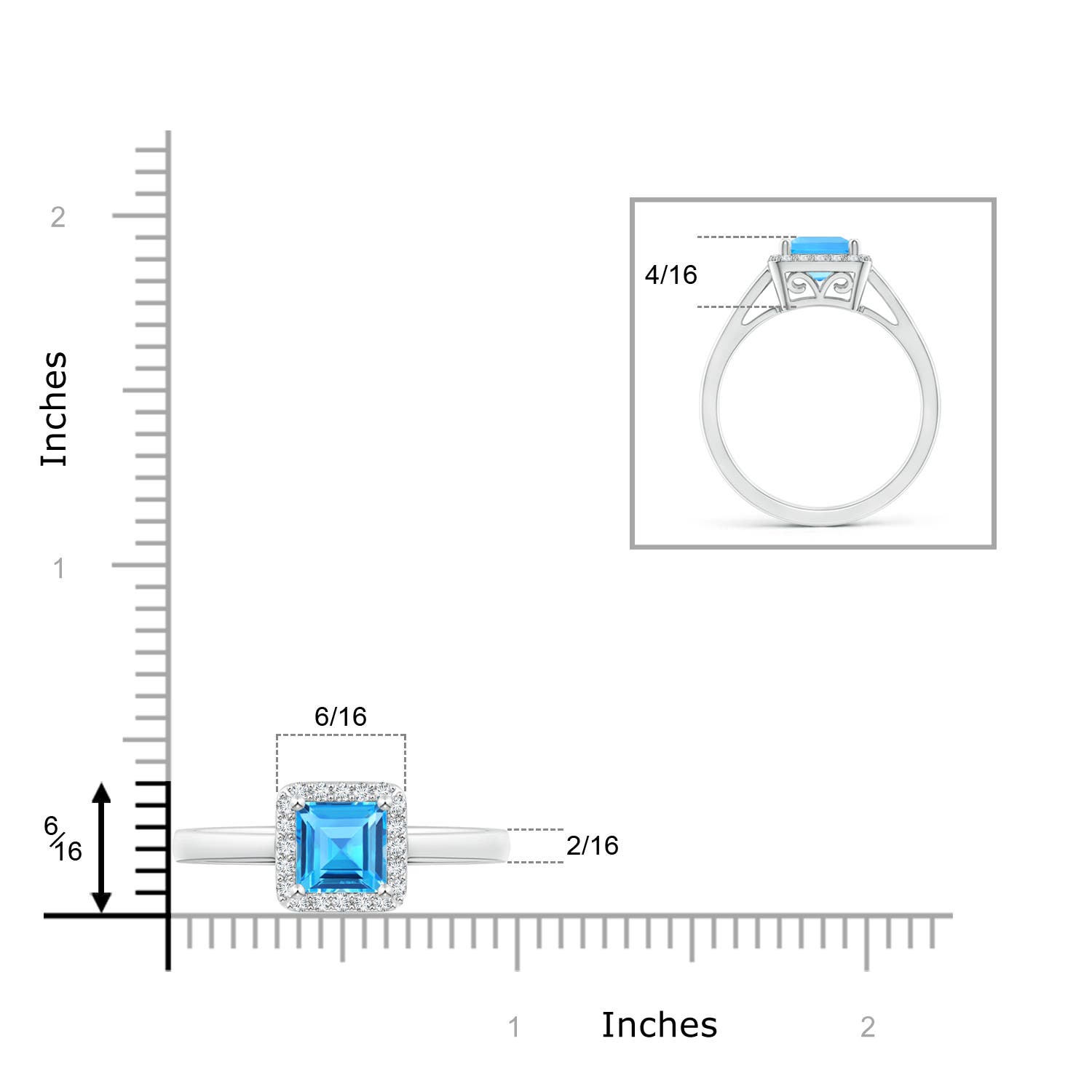 AAAA - Swiss Blue Topaz / 1.55 CT / 14 KT White Gold