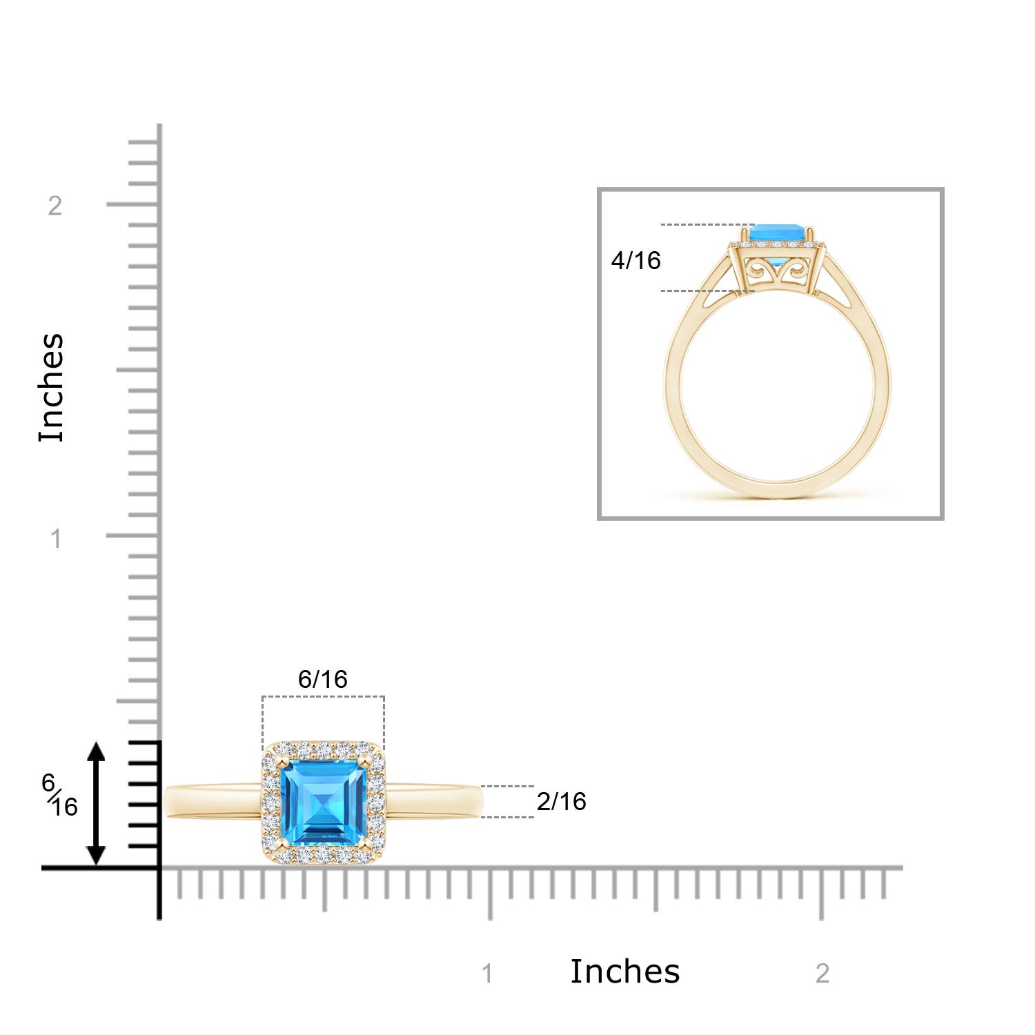 AAAA - Swiss Blue Topaz / 1.55 CT / 14 KT Yellow Gold