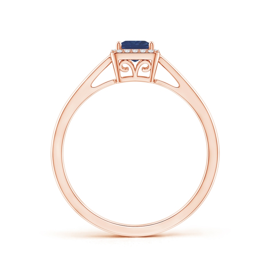 4mm A Classic Square Blue Sapphire Halo Ring in Rose Gold side 199