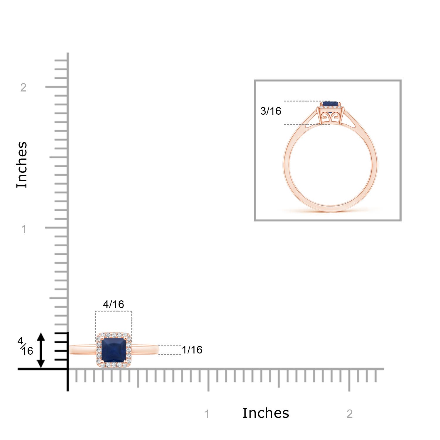 A - Blue Sapphire / 0.46 CT / 14 KT Rose Gold