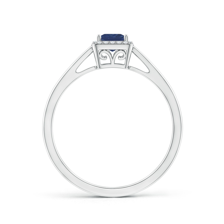 4mm A Classic Square Blue Sapphire Halo Ring in White Gold side 199