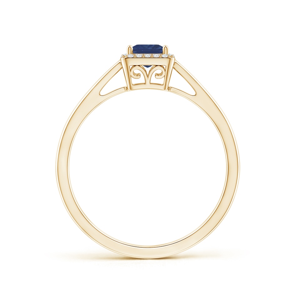 4mm A Classic Square Blue Sapphire Halo Ring in Yellow Gold side 199