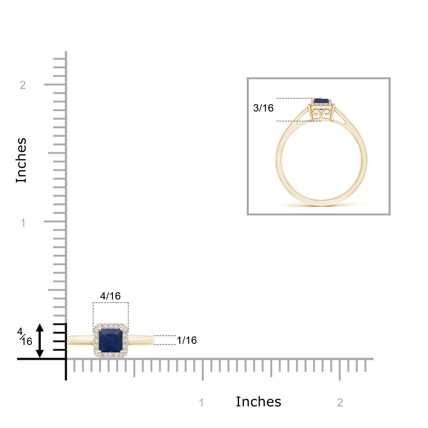 A - Blue Sapphire / 0.46 CT / 14 KT Yellow Gold