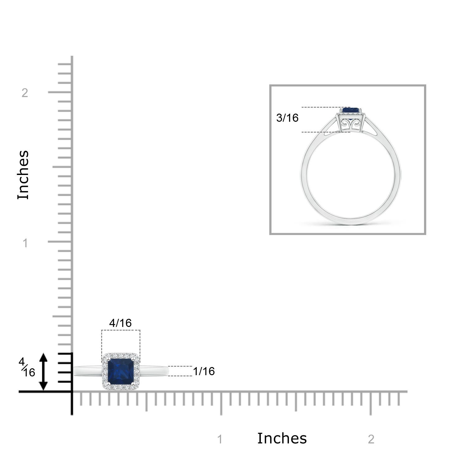 AA - Blue Sapphire / 0.46 CT / 14 KT White Gold