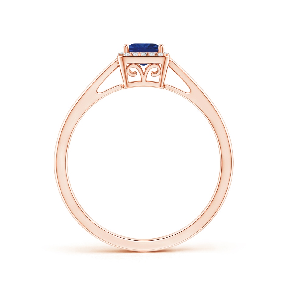 4mm AAA Classic Square Blue Sapphire Halo Ring in Rose Gold side 199