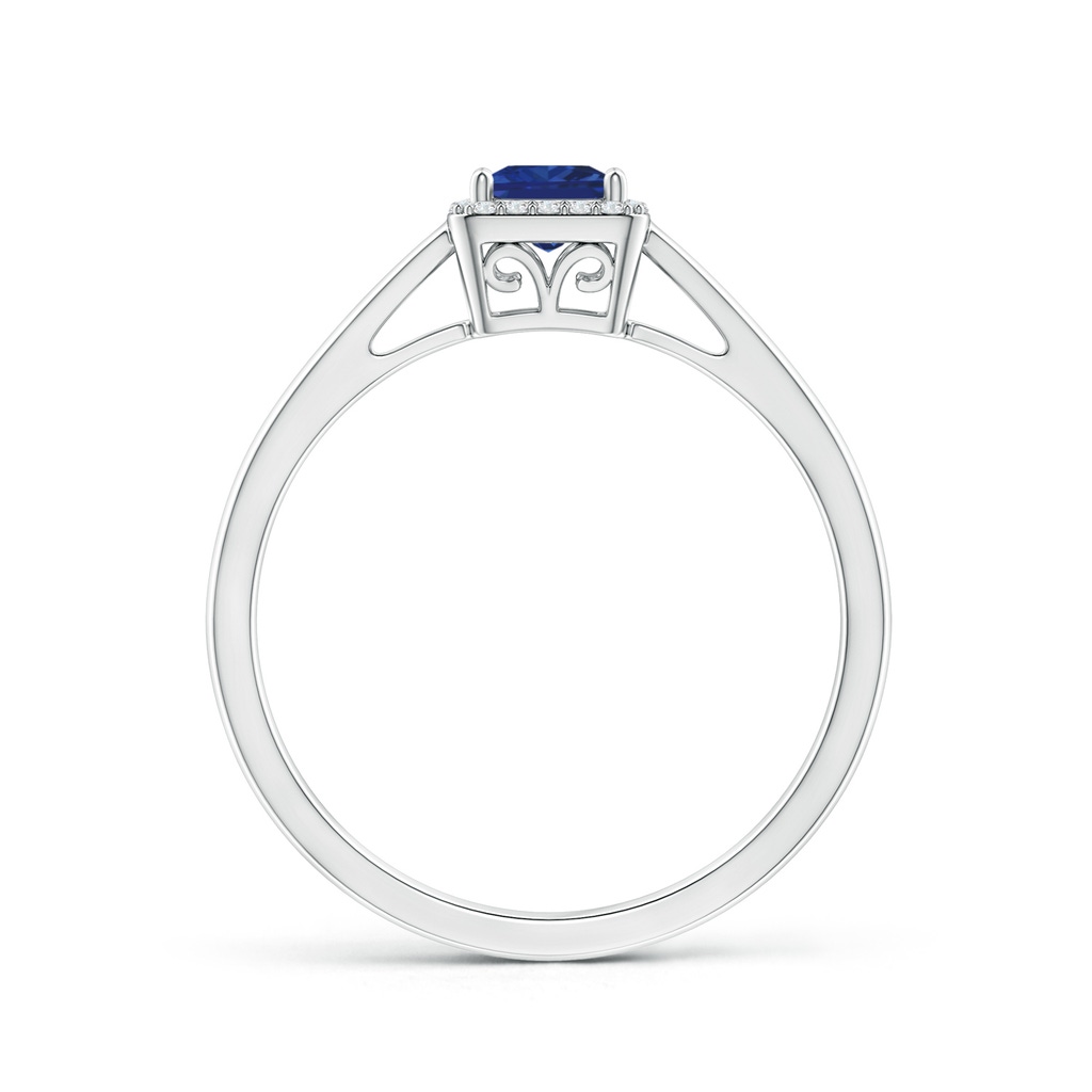 4mm AAA Classic Square Blue Sapphire Halo Ring in White Gold - side 199