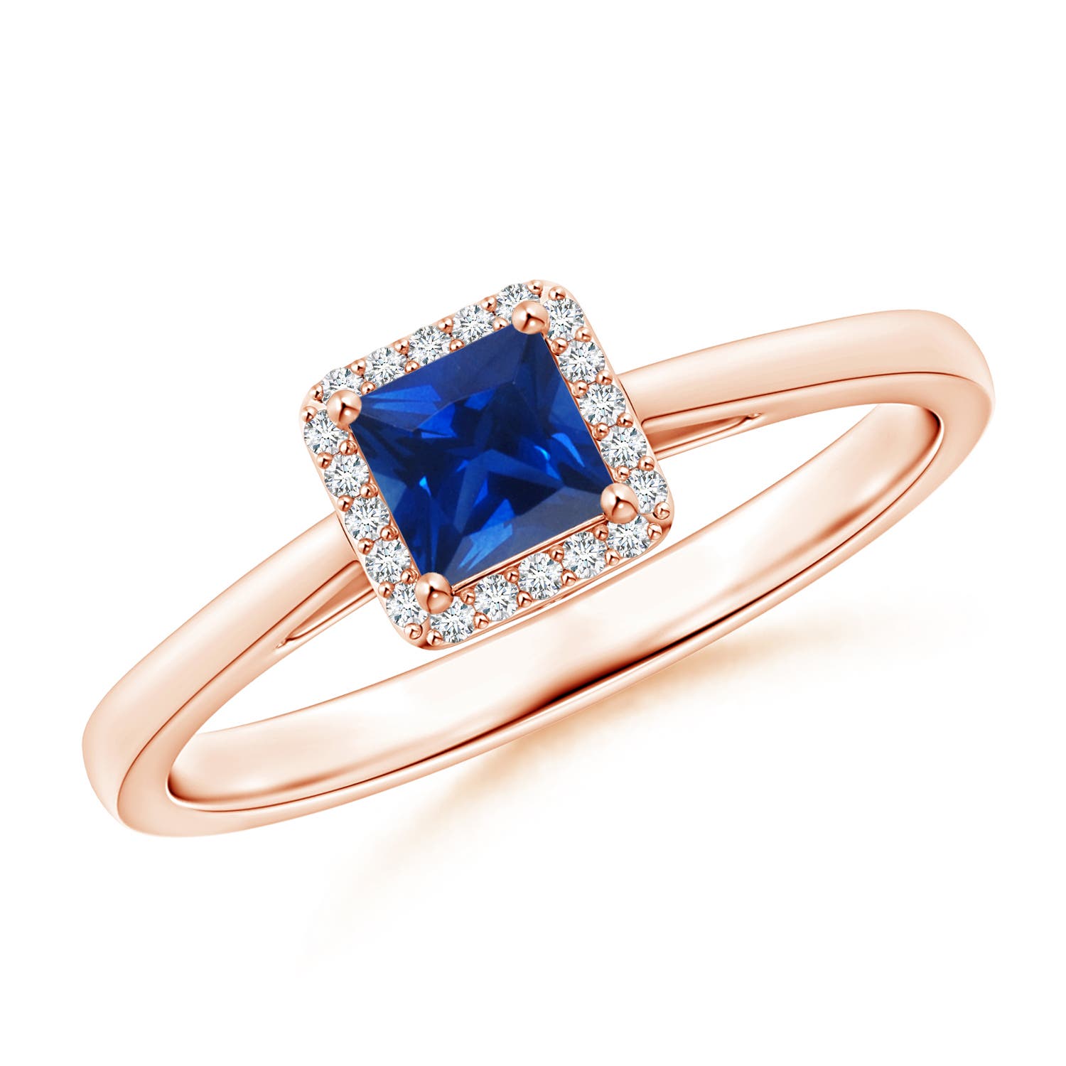 AAAA - Blue Sapphire / 0.46 CT / 14 KT Rose Gold