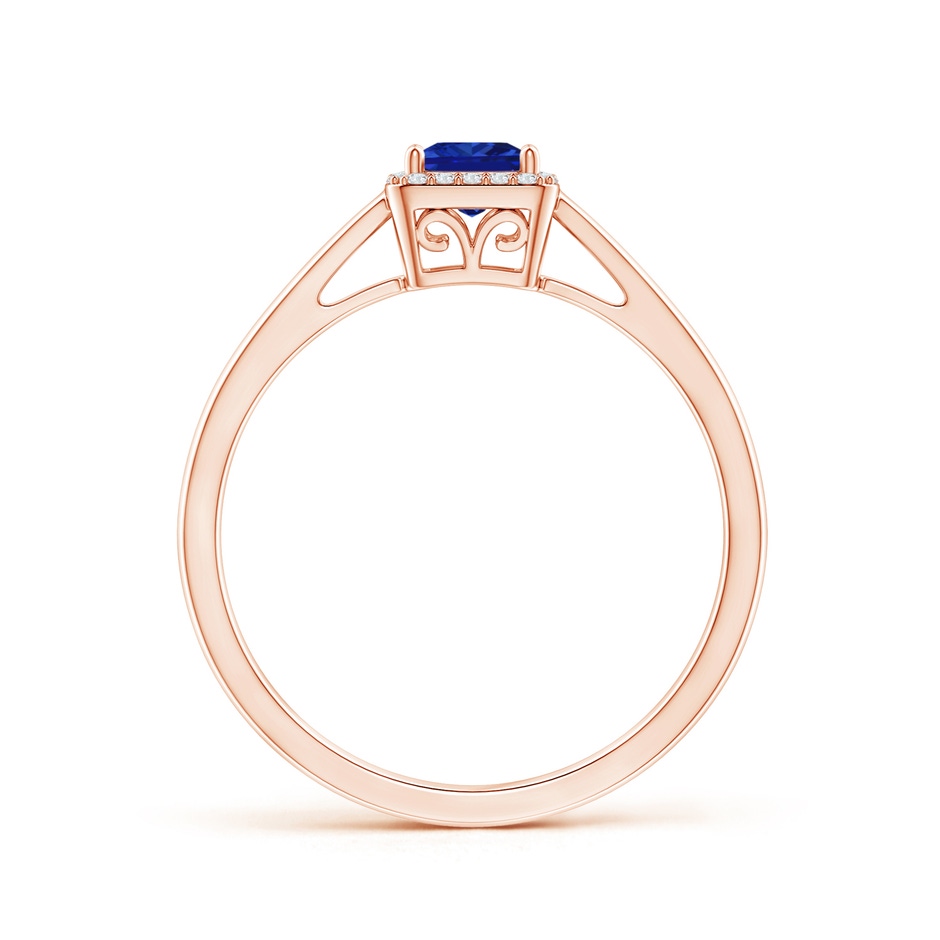 4mm AAAA Classic Square Blue Sapphire Halo Ring in Rose Gold side 199