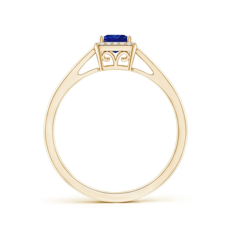 4mm AAAA Classic Square Blue Sapphire Halo Ring in Yellow Gold side 199